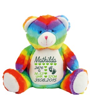Regenbogenbär Stofftier bestickt mit Namen